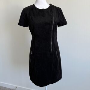 BCBGMaxAzria Faux Suede Heather Zipper Shift Mini Dress Rocker Moto XXS